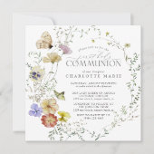 Wildflower Lente Zomer Eerste Heilige Communie Kaart (Voorkant)