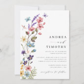 Wildflower lente zomer monogram bruiloft foto kaart (Voorkant)