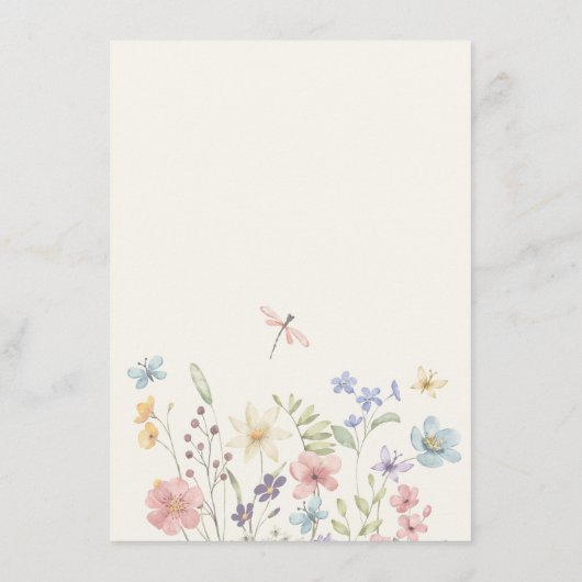 Wildflower lente zomer tuin bruiloft details informatiekaartje (Achterkant)