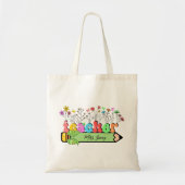Wildflower Leraar Naam Gepersonaliseerd, leraar ca Tote Bag (Voorkant)