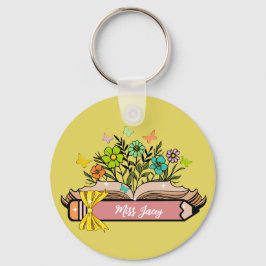 Wildflower Leraar Naam, Gepersonaliseerde Leraar,  Sleutelhanger