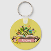 Wildflower Leraar Naam, Gepersonaliseerde Leraar,  Sleutelhanger (Achterkant)