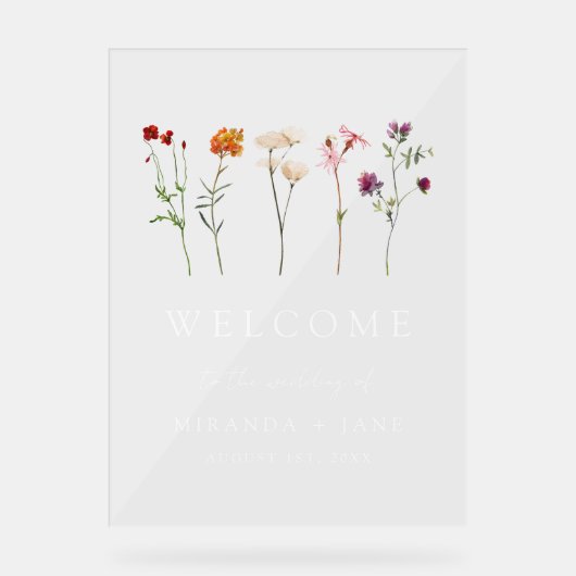 Wildflower Lesbian Pride Wedding Acryl Bord (Voorkant)