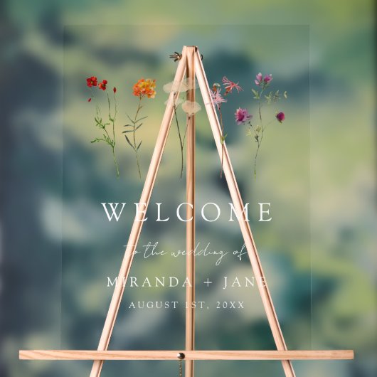 Wildflower Lesbian Pride Wedding Acryl Bord (Neutraal)