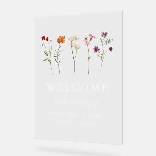 Wildflower Lesbian Pride Wedding Acryl Bord (Hoek)