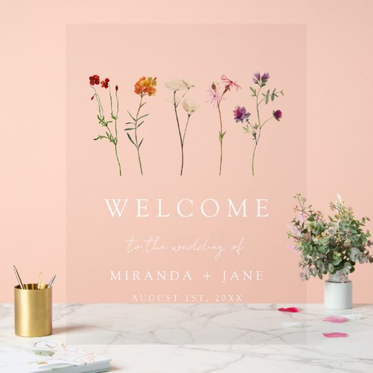 Wildflower Lesbian Pride Wedding Acryl Bord (Huwelijk)