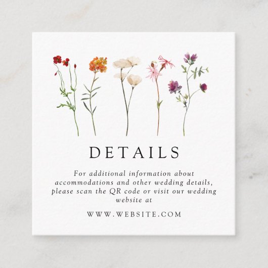 Wildflower Lesbische Pride Bloemen Bruiloft QR Cod Informatiekaartje (Voorkant)