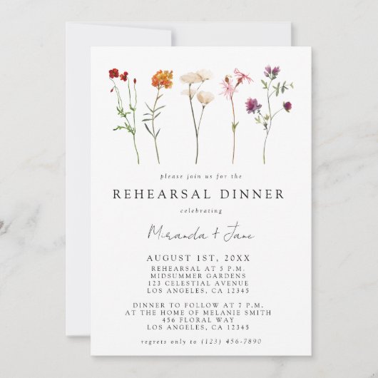 Wildflower Lesbische Pride Bloemen Repetitie Diner Kaart (Voorkant)