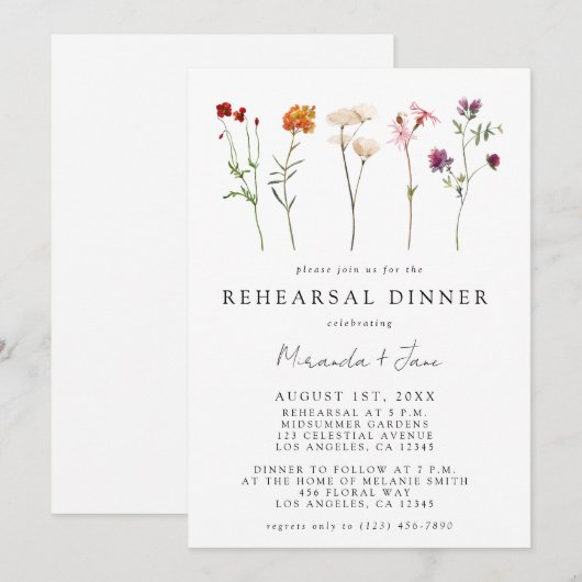 Wildflower Lesbische Pride Bloemen Repetitie Diner Kaart (Voorkant / Achterkant)