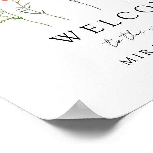 Wildflower Lesbische Pride Bruiloft Welkomstbord Poster (Hoek)