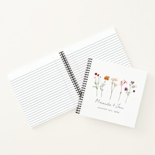 Wildflower Lesbische Pride Floral Bruiloft Gastenb Notitieboek (Binnen)