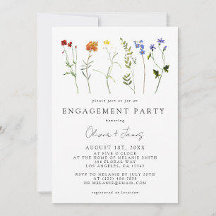 Wildflower LGBT Gay Pride Floral Engagement Party Kaart
