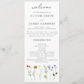 Wildflower LGBTQ Gay Pride Bloemenbruiloft Programmakaart (Voorkant)