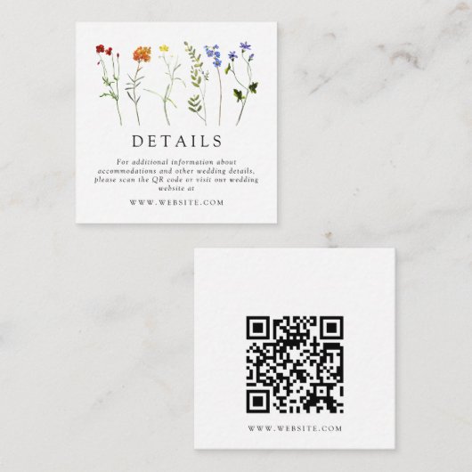 Wildflower LGBTQ Gay Pride Bloemenbruiloft QR Code Informatiekaartje (Voorkant / Achterkant)