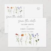Wildflower LGBTQ Gay Pride Floral Save the Date Uitnodiging Briefkaart (Voorkant / Achterkant)