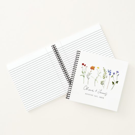 Wildflower LGBTQ Pride Floral Wedding Gastenboek Notitieboek (Binnen)