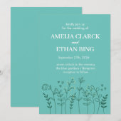 Wildflower licht groen bruiloft kaart (Voorkant / Achterkant)