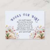 Wildflower Lichtblauw Baby shower Boeken voor Baby Informatiekaartje (Voorkant)