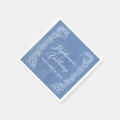 Wildflower lichtblauw wit vogel grens bruiloft servet (Hoek)