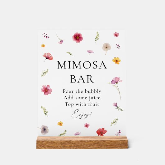 Wildflower Liefde in Bloei Bruidsfeest Mimosa Bar Acryl Bord (Voorkant)