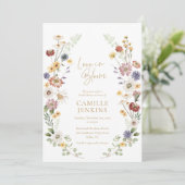 Wildflower Liefde in Bloom Bruidsdouche Uitnodigin Kaart (Staand voorkant)