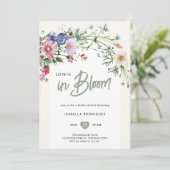Wildflower Liefde in Bloom Bruidsdouche Uitnodigin Kaart (Staand voorkant)