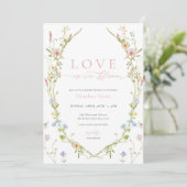Wildflower Liefde in Bloom Bruidsdouche Uitnodigin Kaart (Staand voorkant)