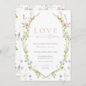 Wildflower Liefde in Bloom Bruidsdouche Uitnodigin Kaart (Voorkant / Achterkant)