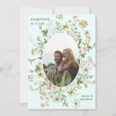 Wildflower Lijst 2 foto bruiloft QR Code Mint Save The Date (Voorkant)