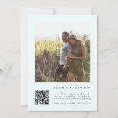 Wildflower Lijst 2 foto bruiloft QR Code Mint Save The Date (Achterkant)