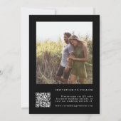 Wildflower Lijst 2 foto bruiloft QR Code Zwart Save The Date (Achterkant)