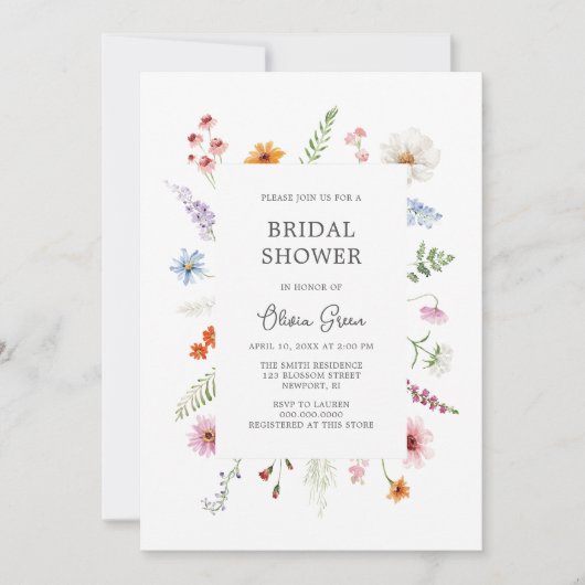  Wildflower Lijst Bruids Douche Uitnodiging (Voorkant)