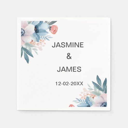 Wildflower Lijst bruiloft servetten (Voorkant)