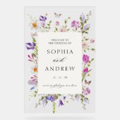 Wildflower Lijst bruiloft welkom Acryl Bord (Voorkant)