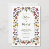 Wildflower Lijst Rustic Boho Wedding Kaart (Voorkant)