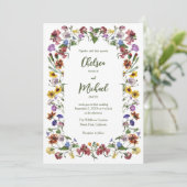 Wildflower Lijst Rustic Boho Wedding Kaart (Staand voorkant)
