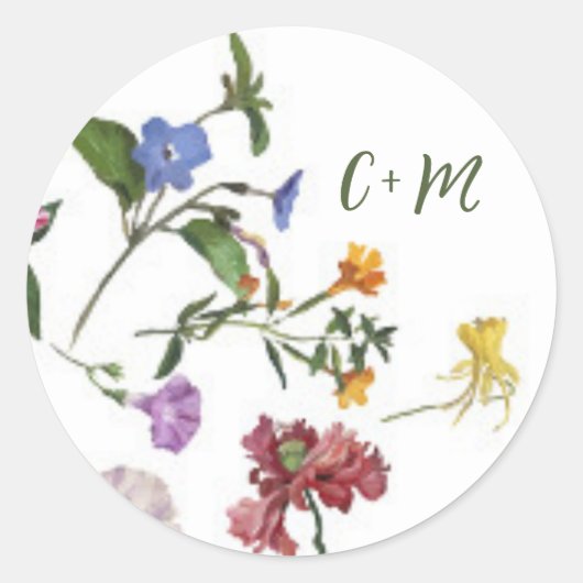 Wildflower Lijst Rustic Boho Wedding Ronde Sticker (Voorkant)