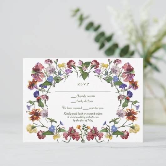 Wildflower Lijst Rustic Boho Wedding RSVP (Staand voorkant)