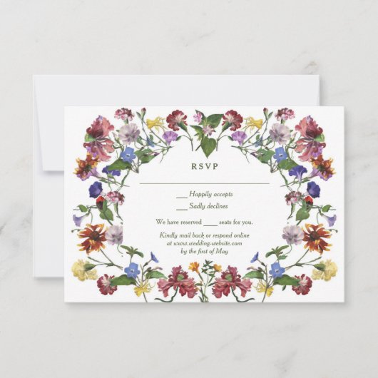 Wildflower Lijst Rustic Boho Wedding RSVP Kaartje (Voorkant)