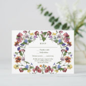 Wildflower Lijst Rustic Boho Wedding RSVP Kaartje (Staand voorkant)