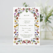 Wildflower Lijst Rustic Boho Wedding RSVP Kaartje (Staand voorkant)