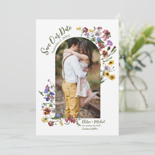 Wildflower Lijst Rustic Boho Wedding Save The Date (Staand voorkant)