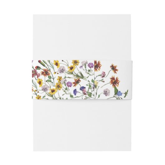 Wildflower Lijst Rustic Boho Wedding Uitnodigingen Wikkel (Achterkant Voorbeeld)