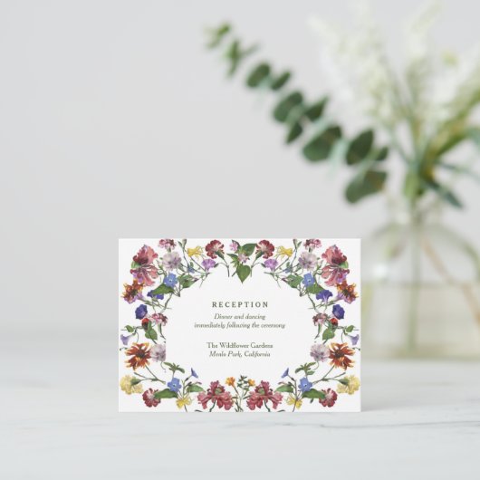 Wildflower Lijst Rustiek Boho bruiloft receptie Informatiekaartje (Staand voorkant)