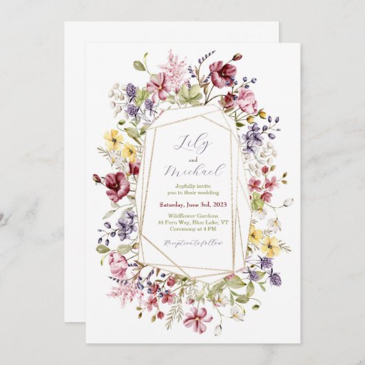Wildflower Lijst Weddenschap Kaart (Voorkant / Achterkant)
