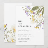 Wildflower Lila bruiloft Kaart (Voorkant / Achterkant)