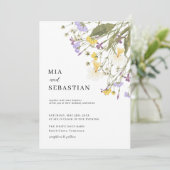 Wildflower Lila bruiloft Kaart (Staand voorkant)