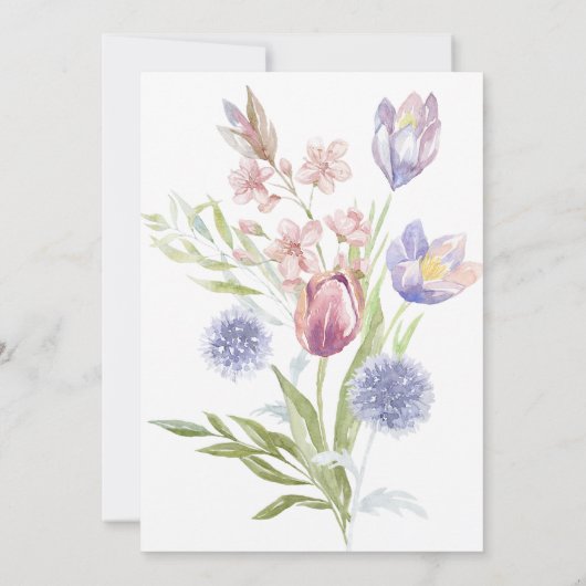 Wildflower Lila bruiloft Kaart (Achterkant)