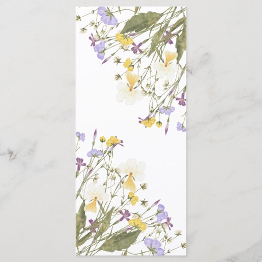 Wildflower Lila bruiloft Menu (Achterkant)