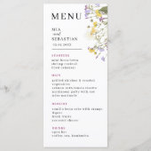 Wildflower Lila bruiloft Menu (Voorkant)